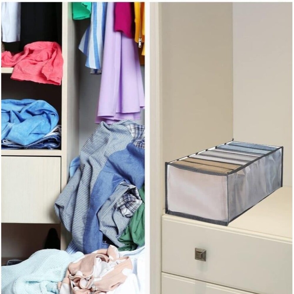 New in box 2 piece Organization Storage with 7 grids for jeans & T shirts - Picture 2 of 12
